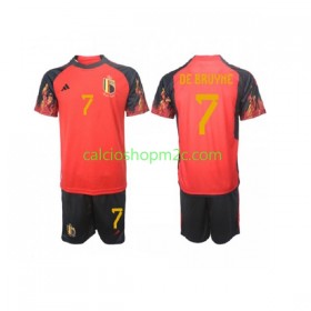 Belgio De Bruyne 7 Bambino Maglia Prima World Cup 2022 Manica Corta (+ Pantaloncini)